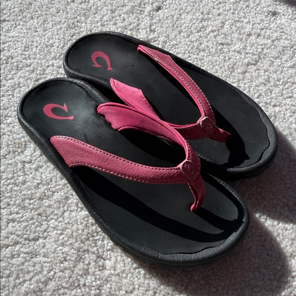 OluKai Girls 2/3 Pink Kulapa Kai Summer Sandals Flip Flop